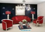 Set Sofa Tamu Antik Merah Silver