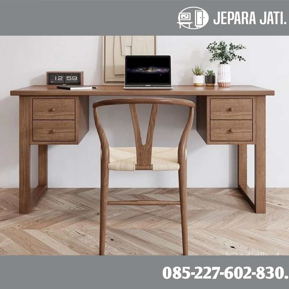 Meja Kerja Kayu Jati Minimalis Modern